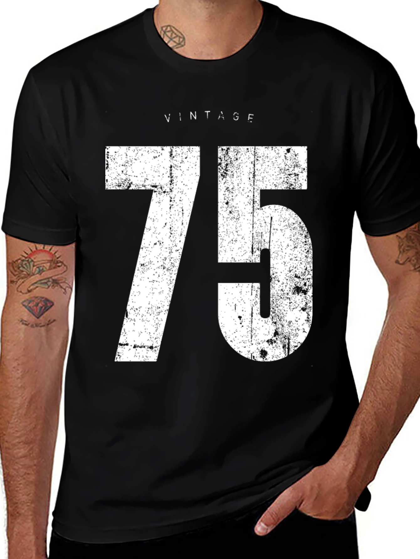 Vintage 75 Graphic Tee - Distressed Style