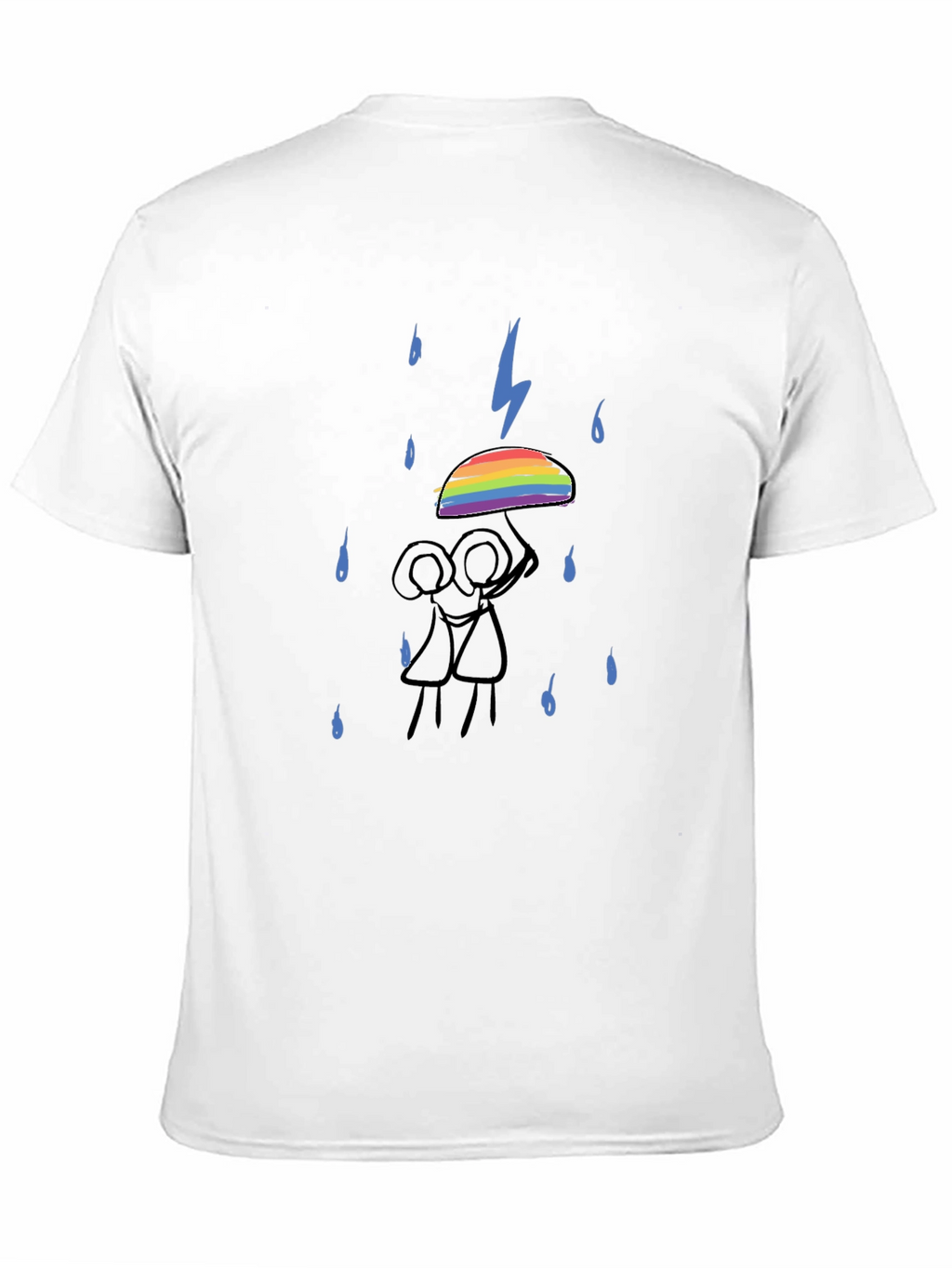 Rainbow Umbrella Graphic Tee - Black Cotton T-Shirt