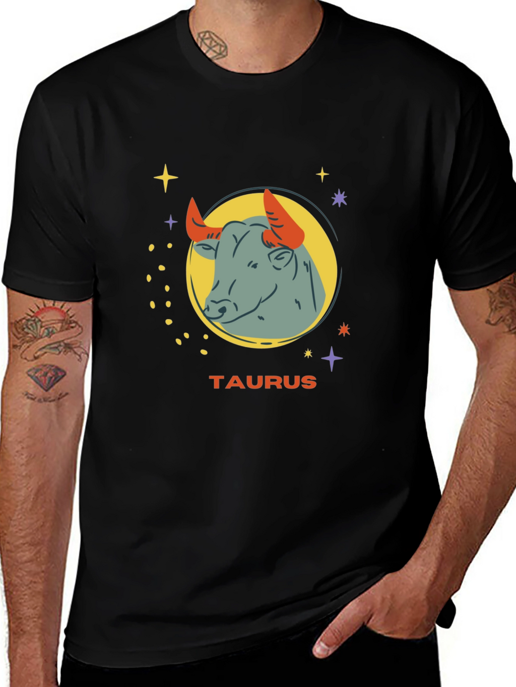 Taurus Zodiac Graphic Tee - Black Cotton Astrology Shirt