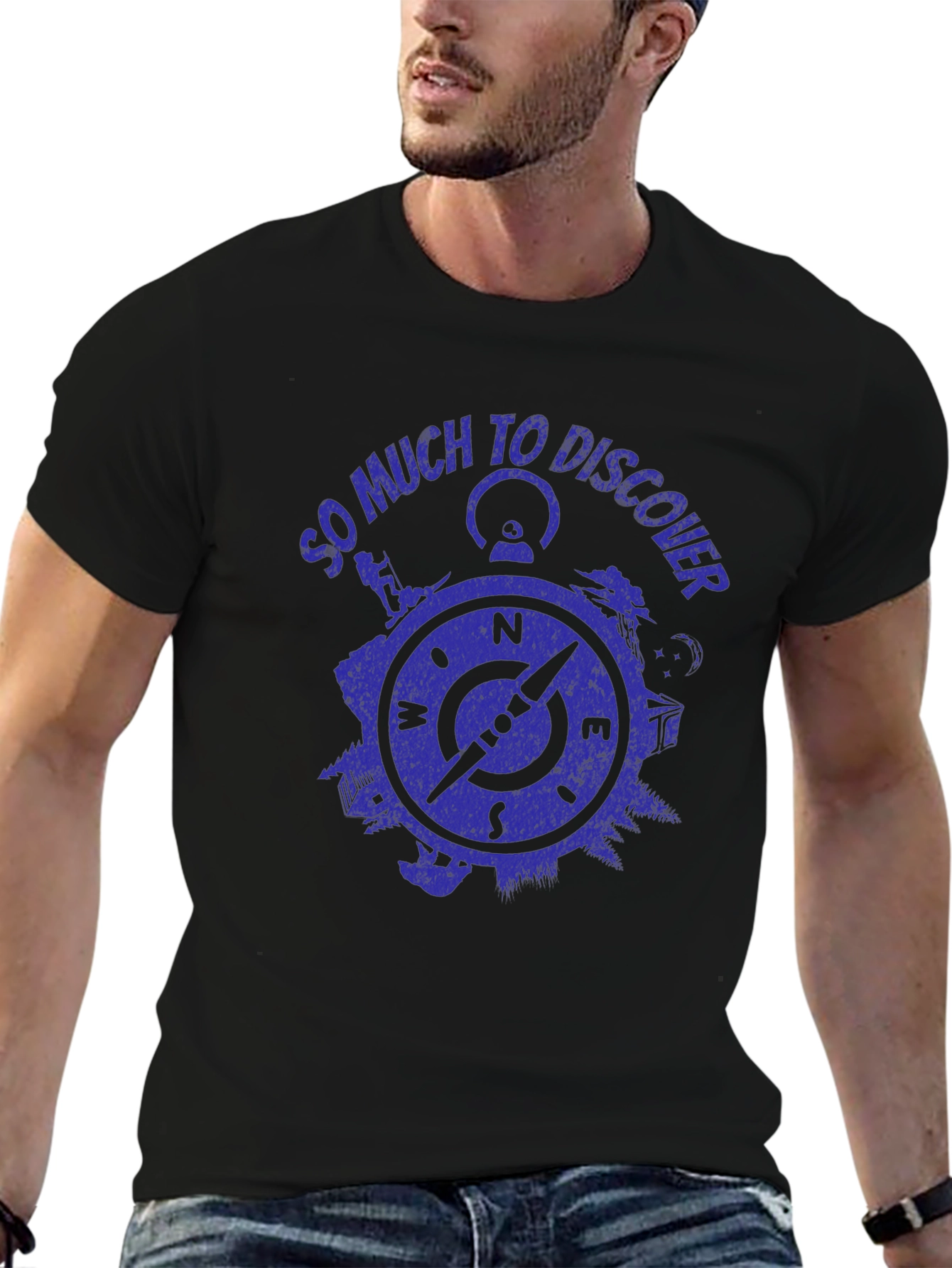 Discover Compass Graphic Mens Black T-Shirt