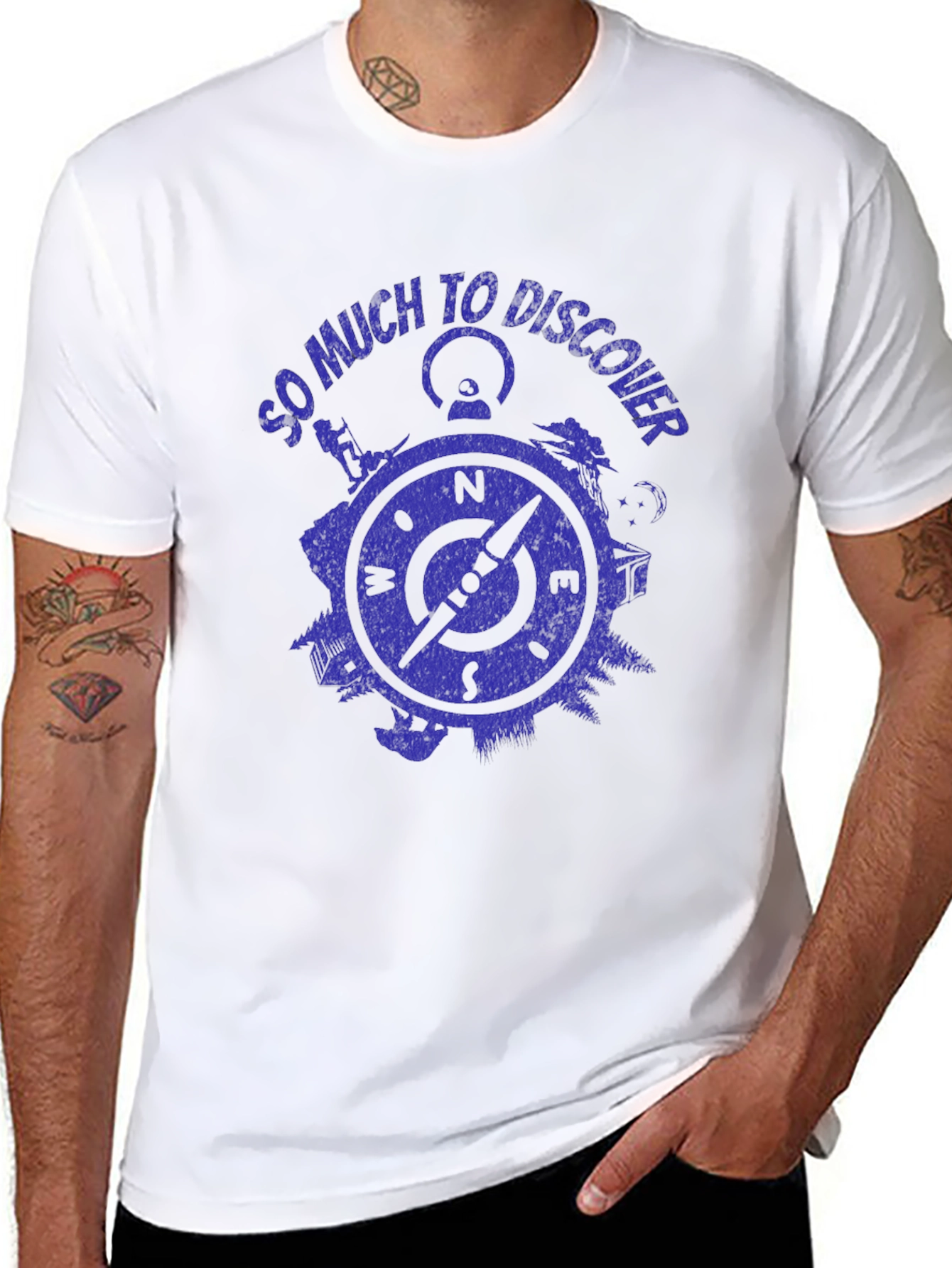 Discover Compass Graphic Mens Black T-Shirt