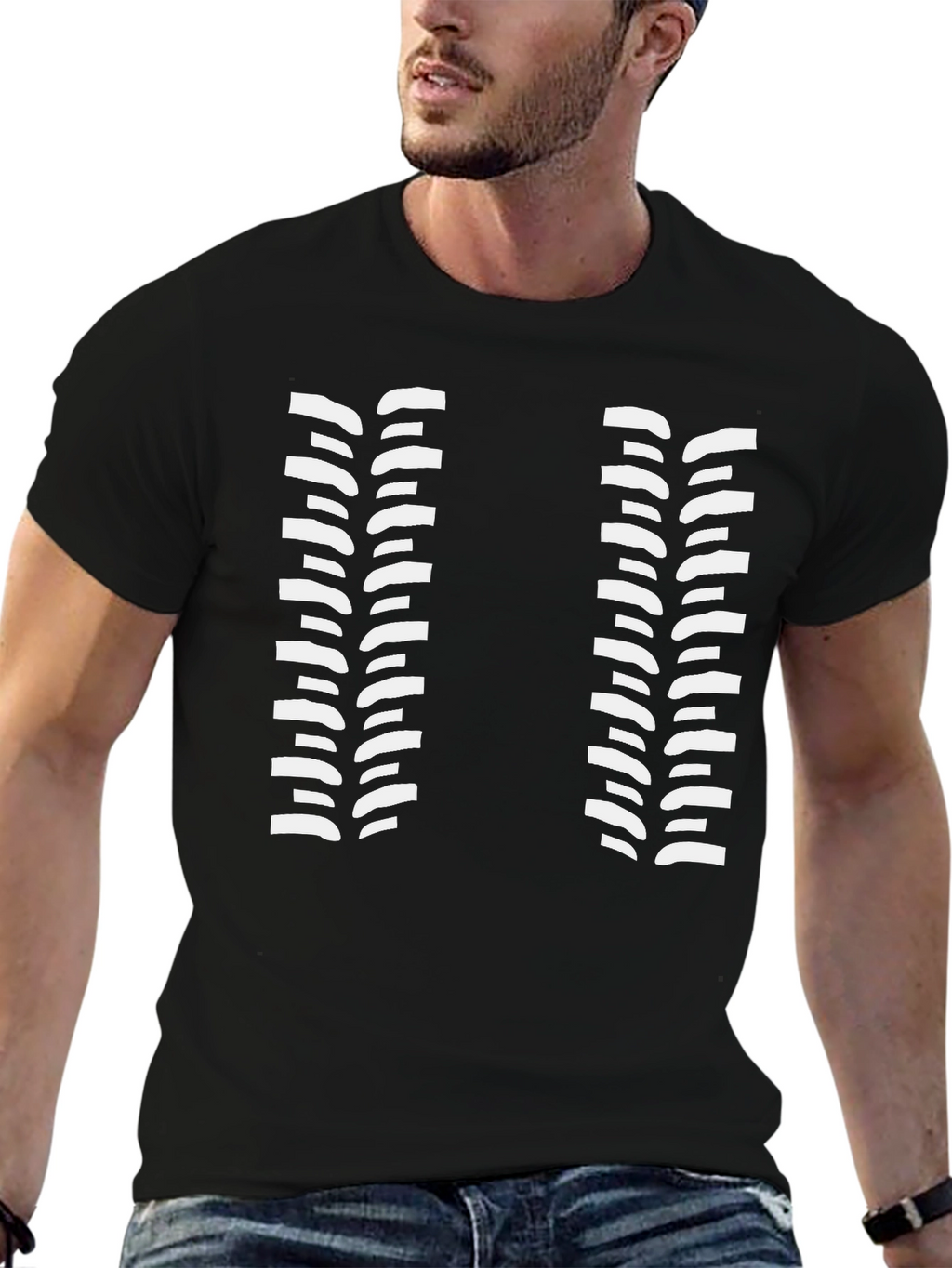 Tire Track T-Shirt - Black Cotton Graphic Tee