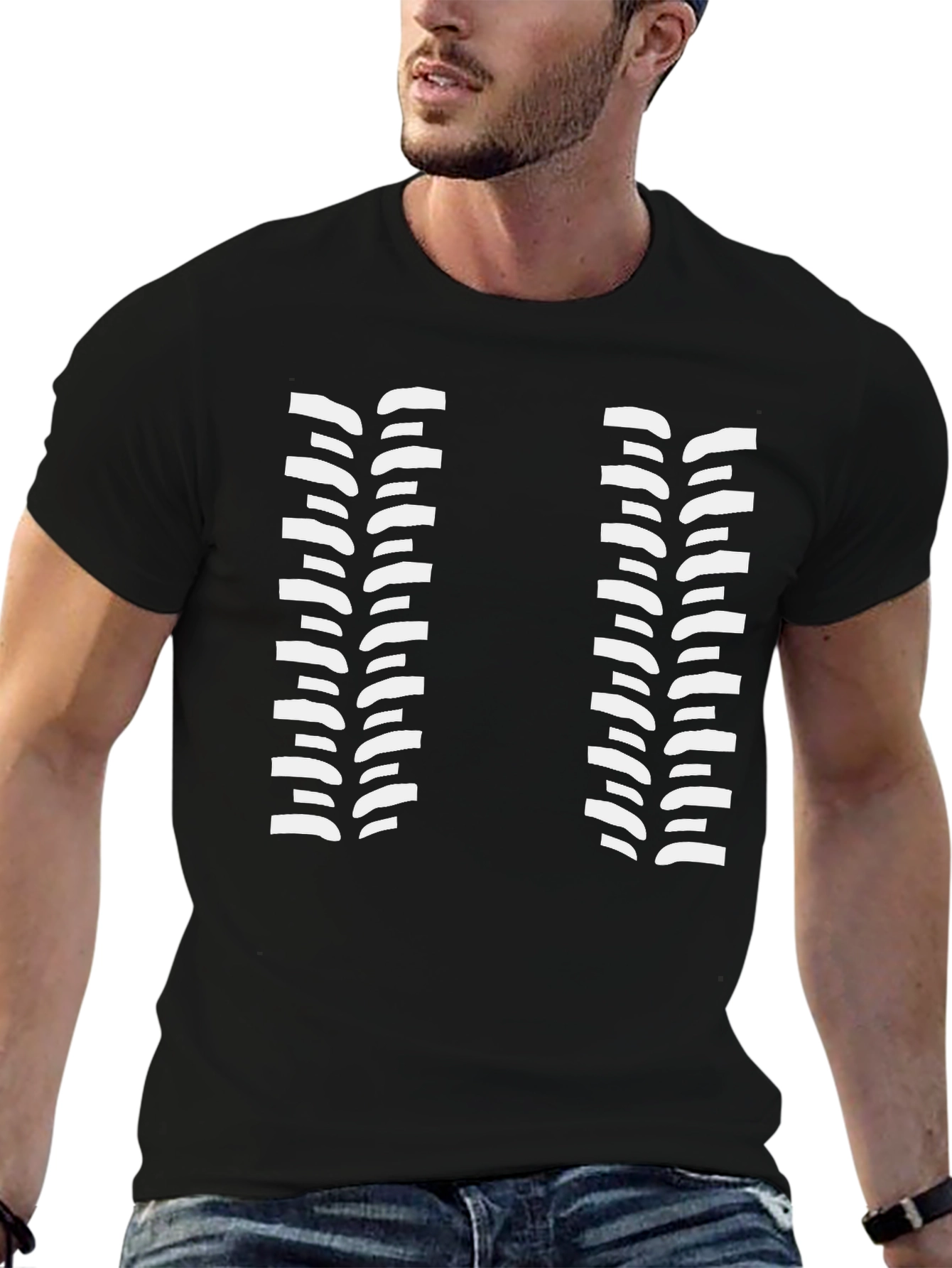 Tire Track T-Shirt - Black Cotton Graphic Tee