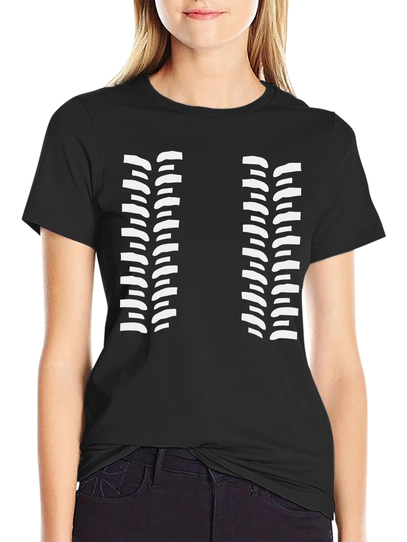 Tire Track T-Shirt - Black Cotton Graphic Tee