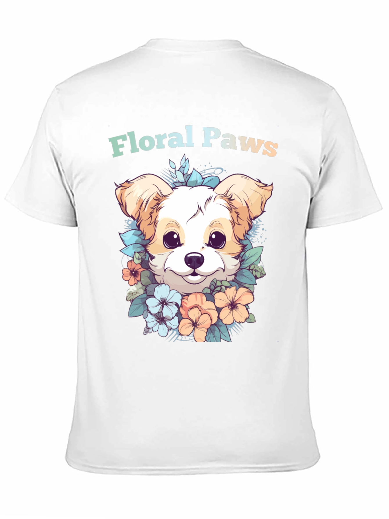 Floral Paws Dog Graphic Tee - Cute Puppy Shirt