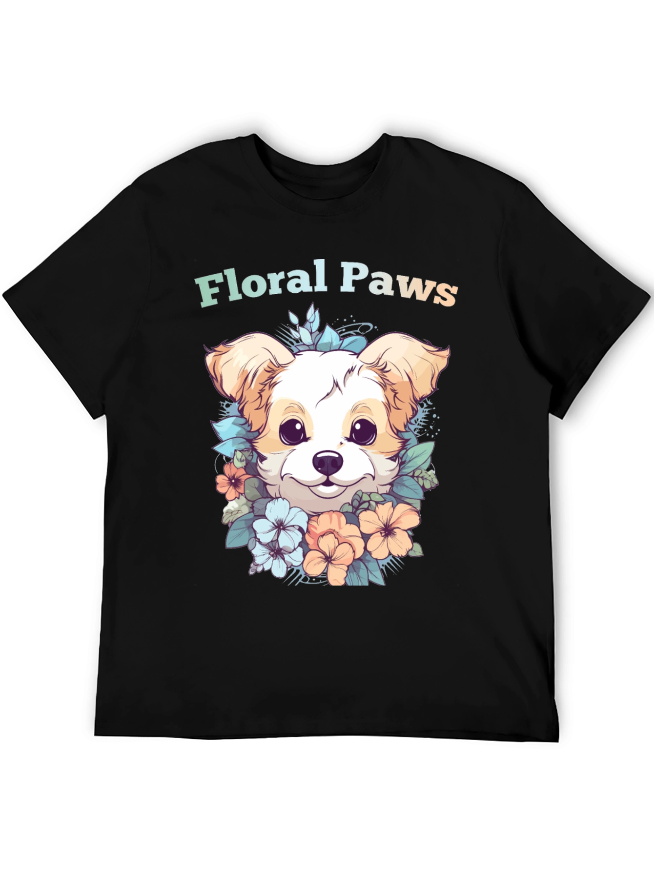Floral Paws Dog Graphic Tee - Cute Puppy Shirt