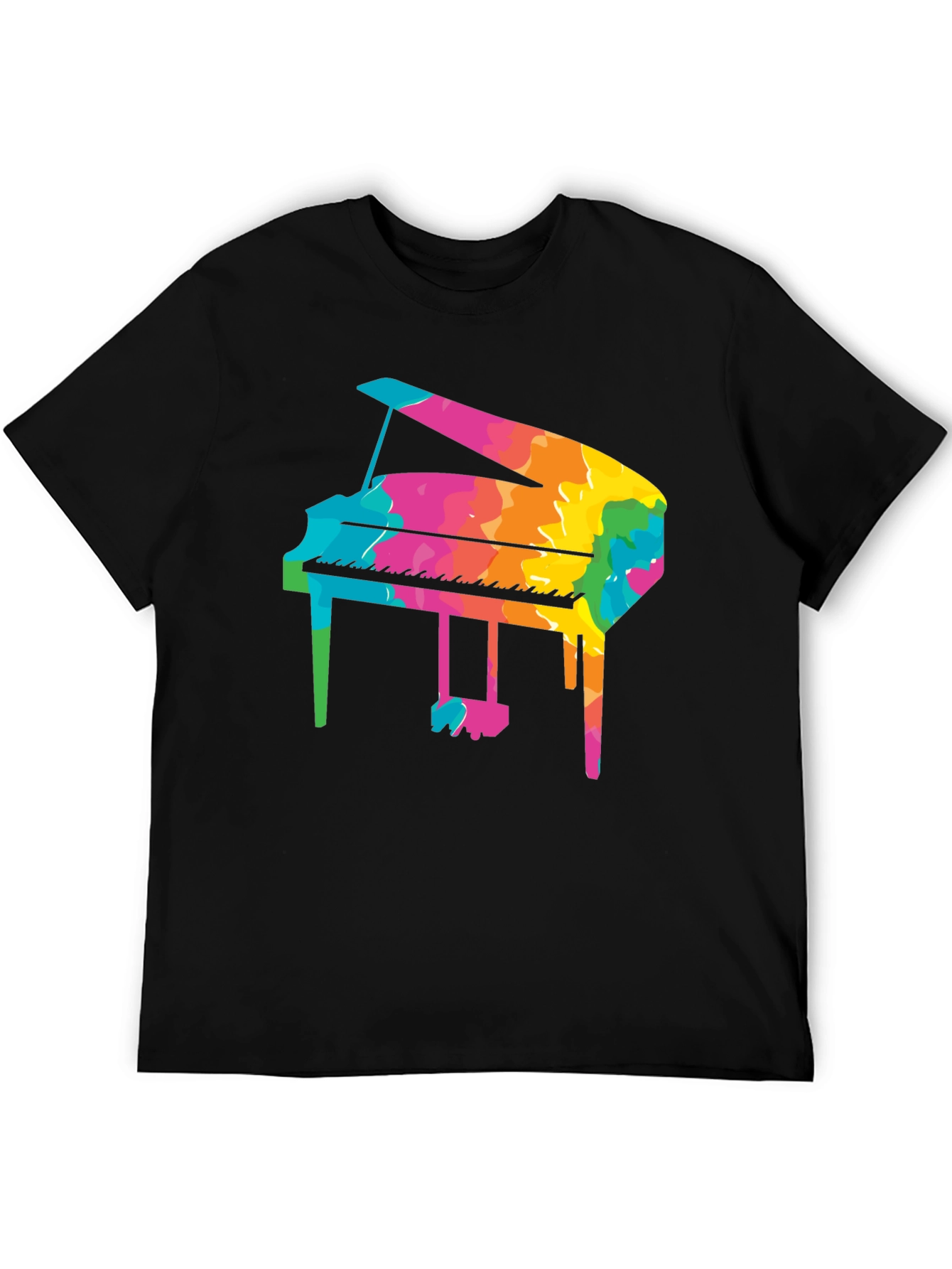Colorful Grand Piano Graphic Tee - Music Lovers T-Shirt