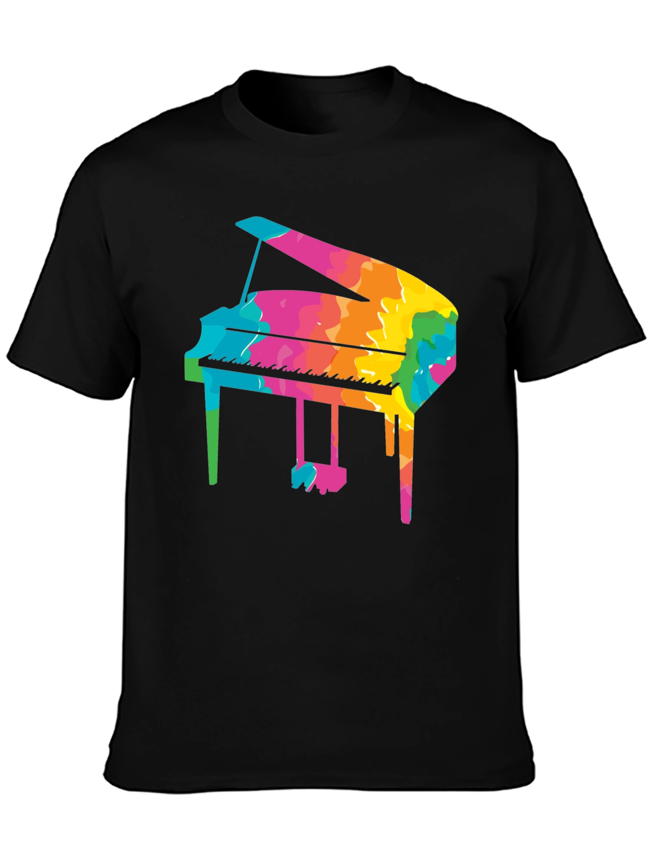 Colorful Grand Piano Graphic Tee - Music Lovers T-Shirt