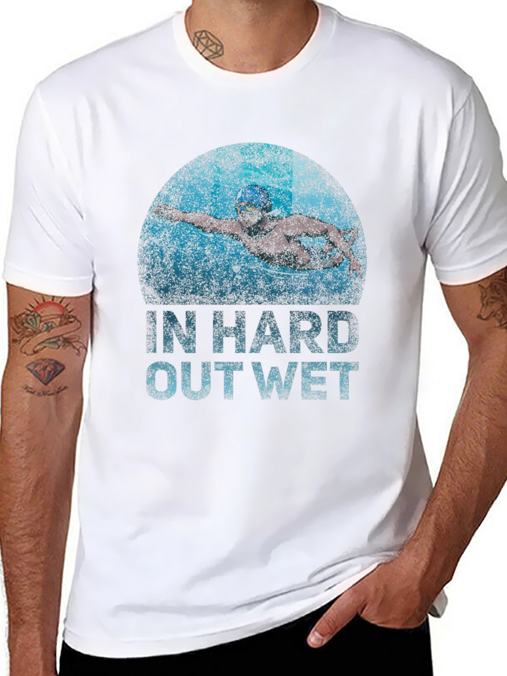 Swimmer In Hard Out Wet Graphic T-Shirt