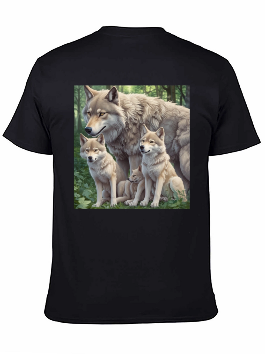 Wolf Pack Graphic Tee - Black Cotton T-Shirt