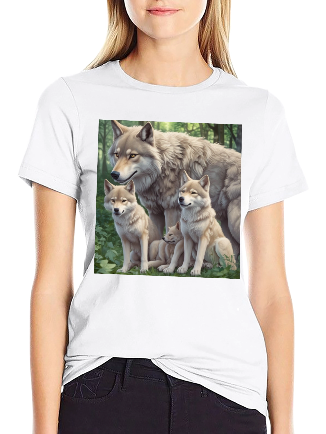 Wolf Pack Graphic Tee - Black Cotton T-Shirt