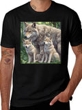 Wolf Pack Graphic Tee - Black Cotton T-Shirt