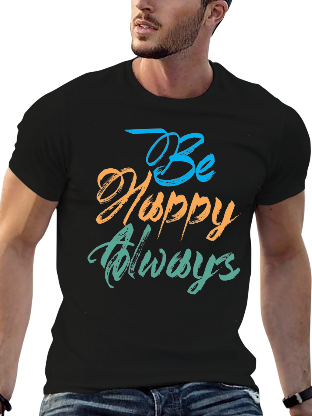 Be Happy Always Black T-Shirt