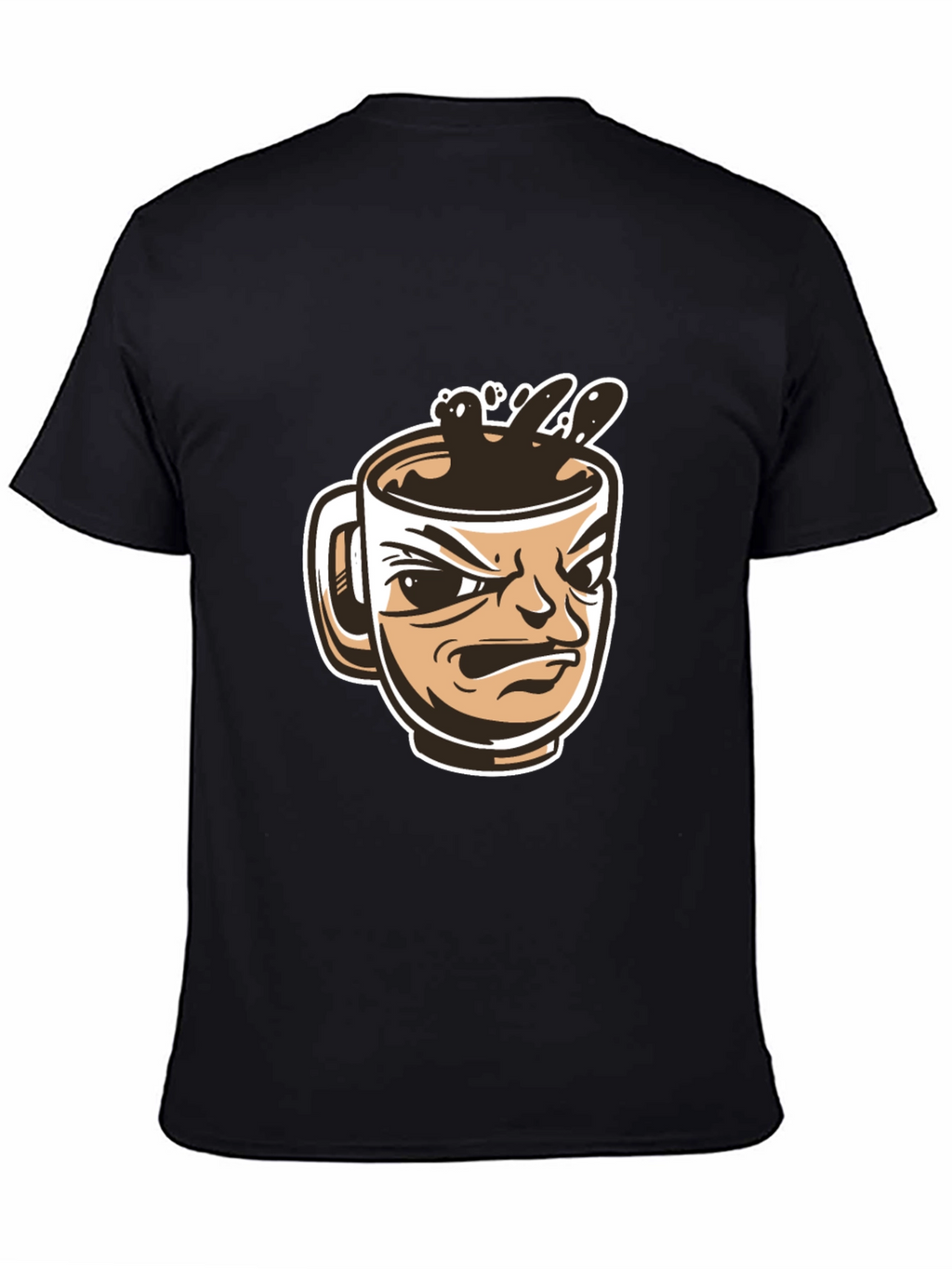 Mens Black T-Shirt - Angry Coffee Cup Design