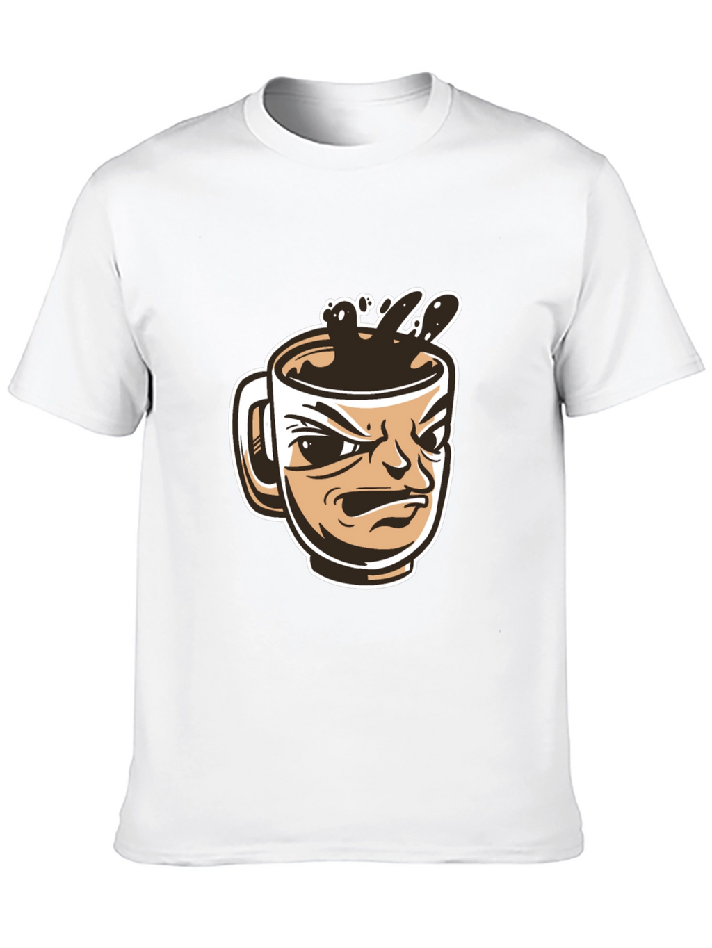 Mens Black T-Shirt - Angry Coffee Cup Design