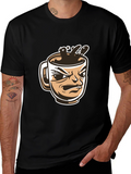 Mens Black T-Shirt - Angry Coffee Cup Design