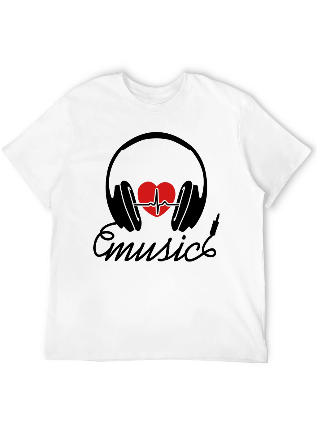 Music Heartbeat Headphones Black Tee