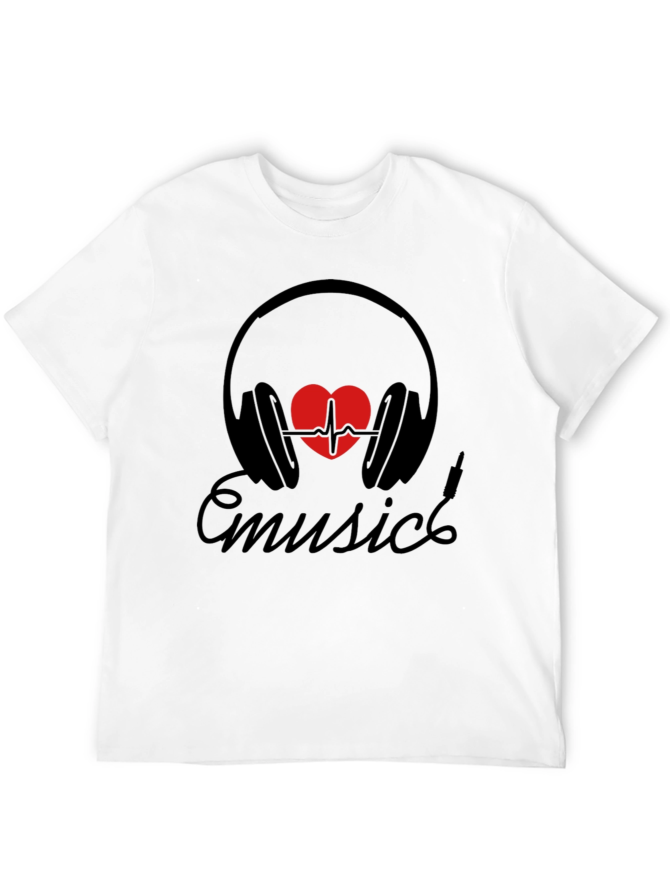 Music Heartbeat Headphones Black Tee