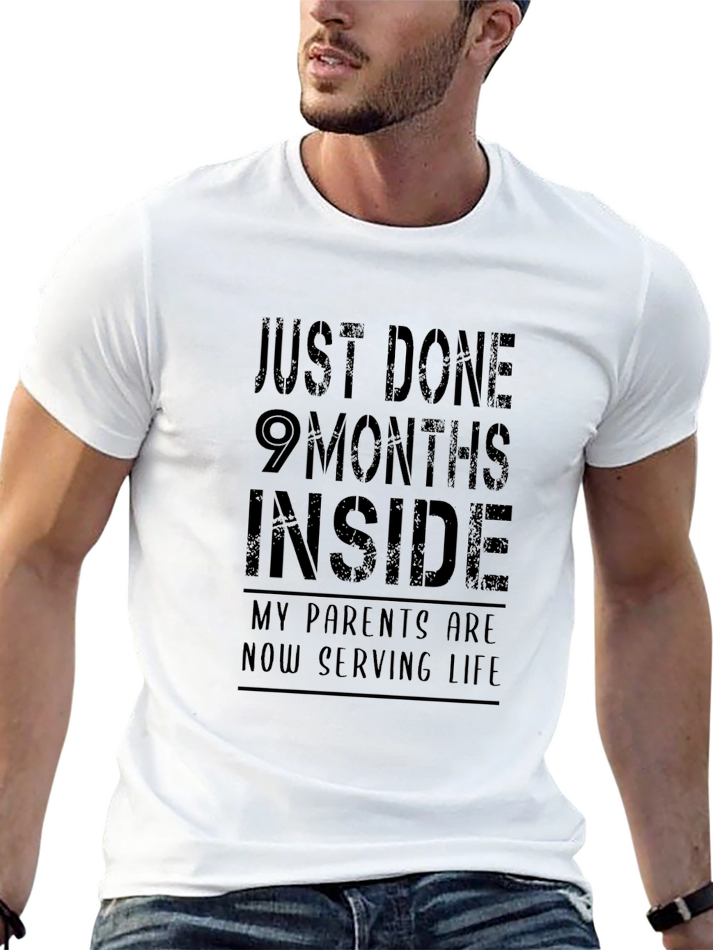 9 Months Inside Black Graphic Tee