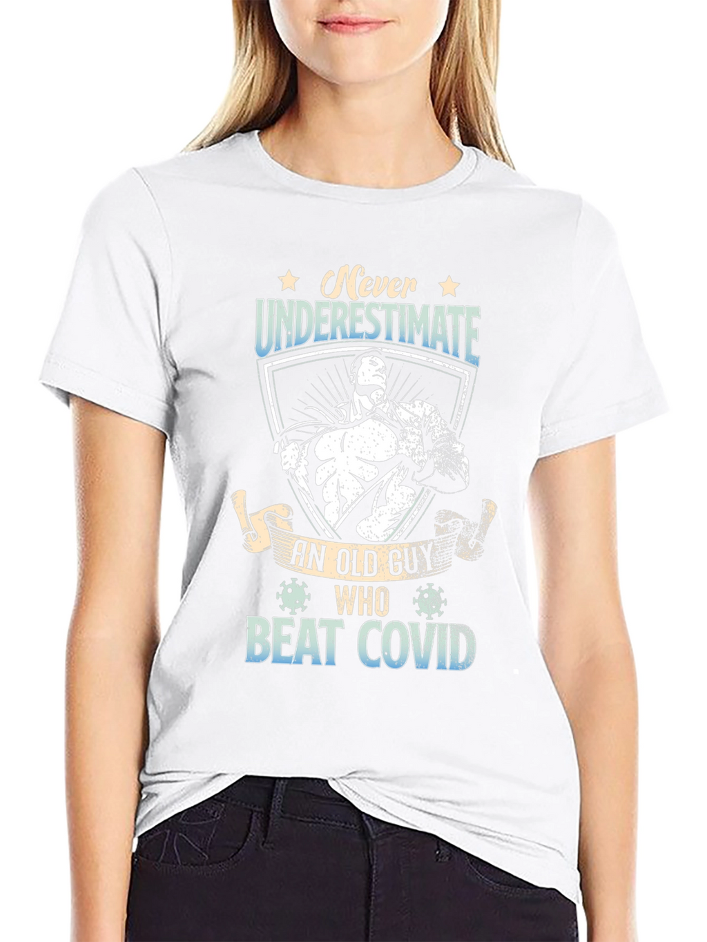 Never Underestimate Old Guy Beat Covid T-Shirt