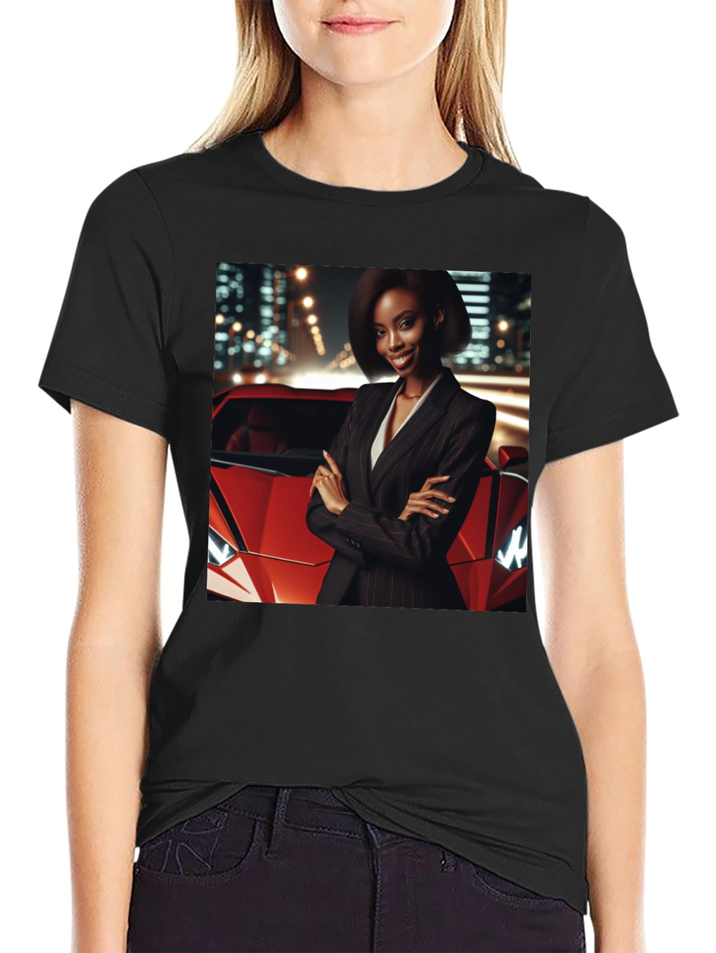 Modern Black T-Shirt with Striking Graphic Design