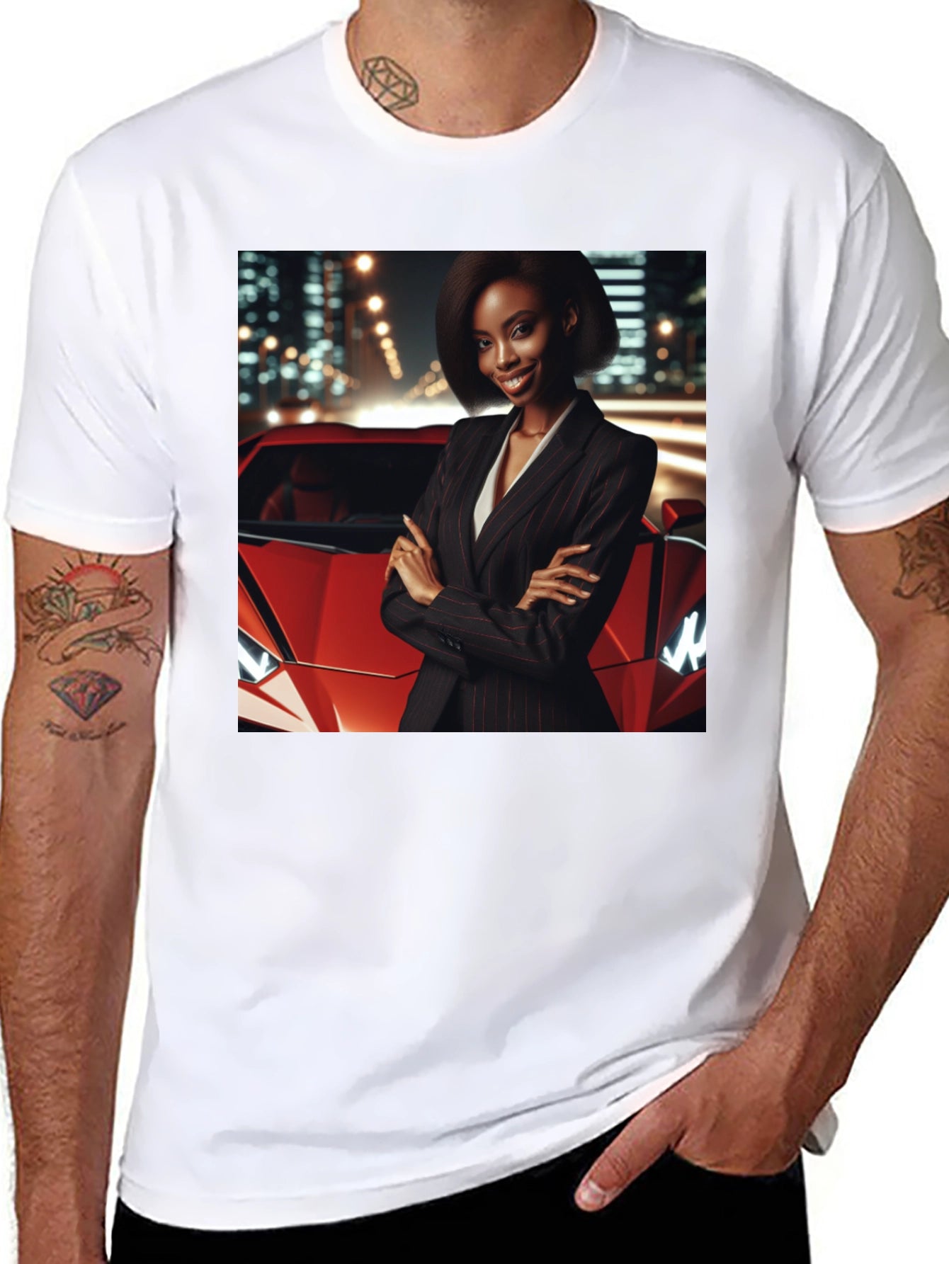 Modern Black T-Shirt with Striking Graphic Design