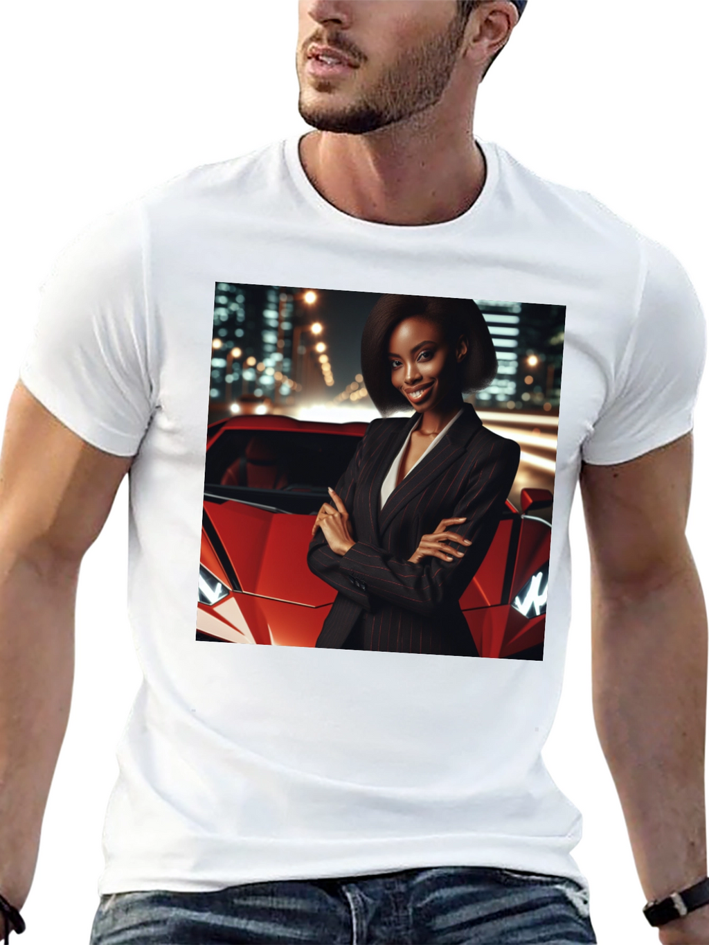 Modern Black T-Shirt with Striking Graphic Design
