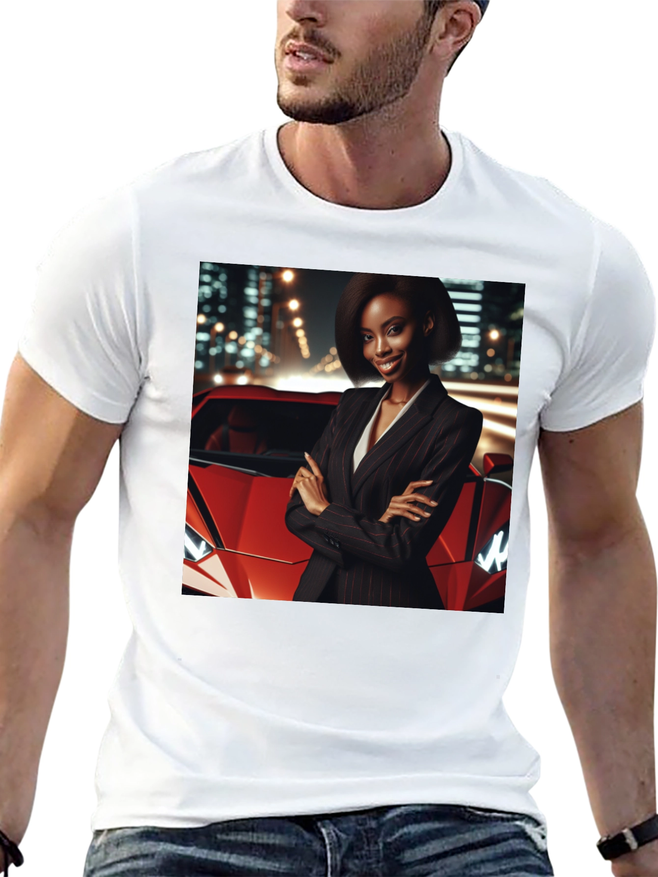 Modern Black T-Shirt with Striking Graphic Design