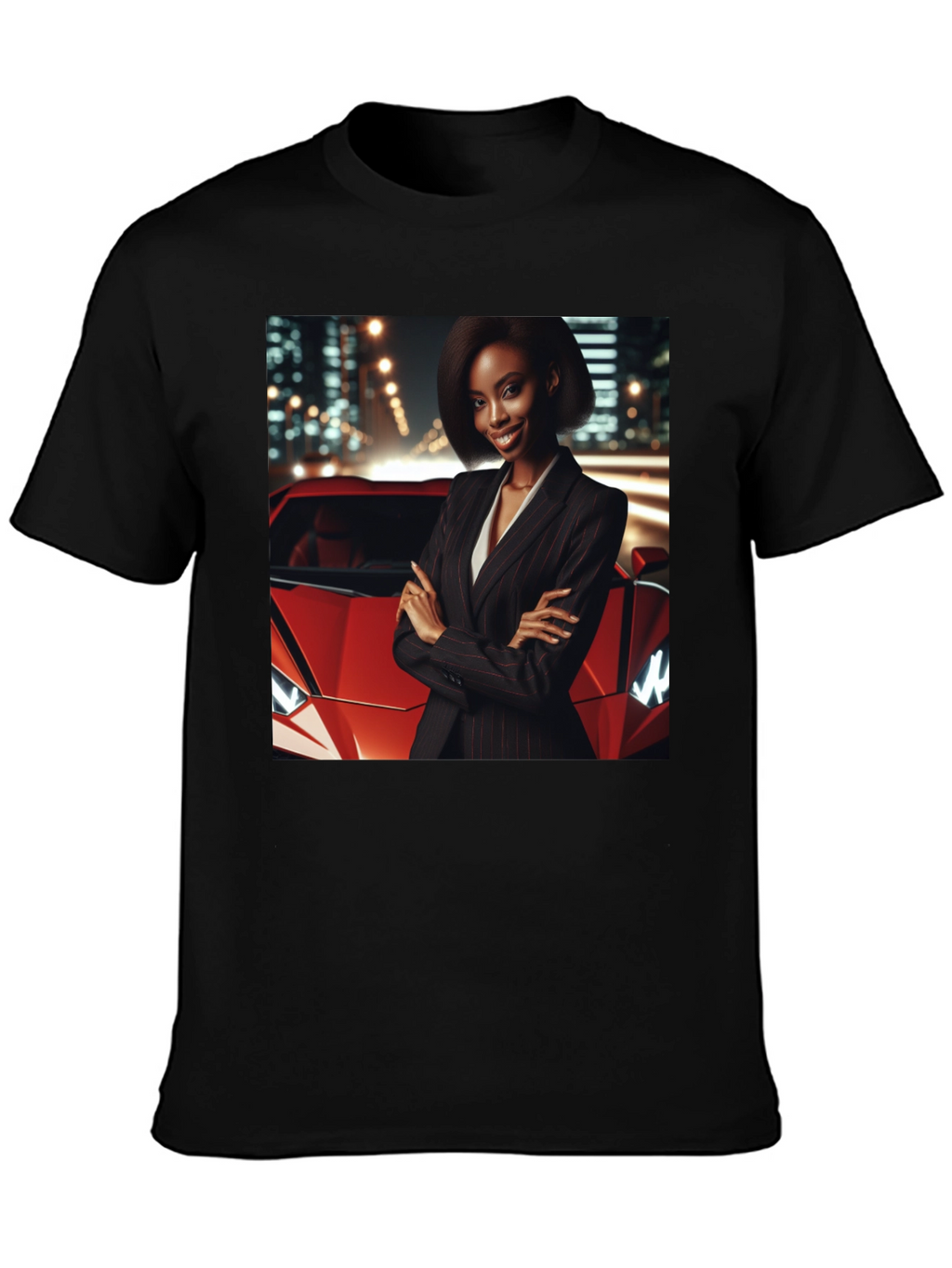 Modern Black T-Shirt with Striking Graphic Design