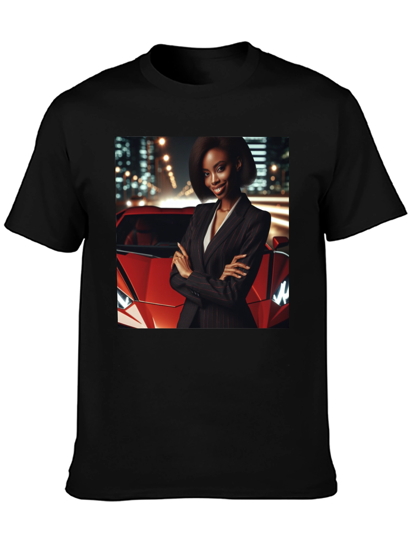 Modern Black T-Shirt with Striking Graphic Design