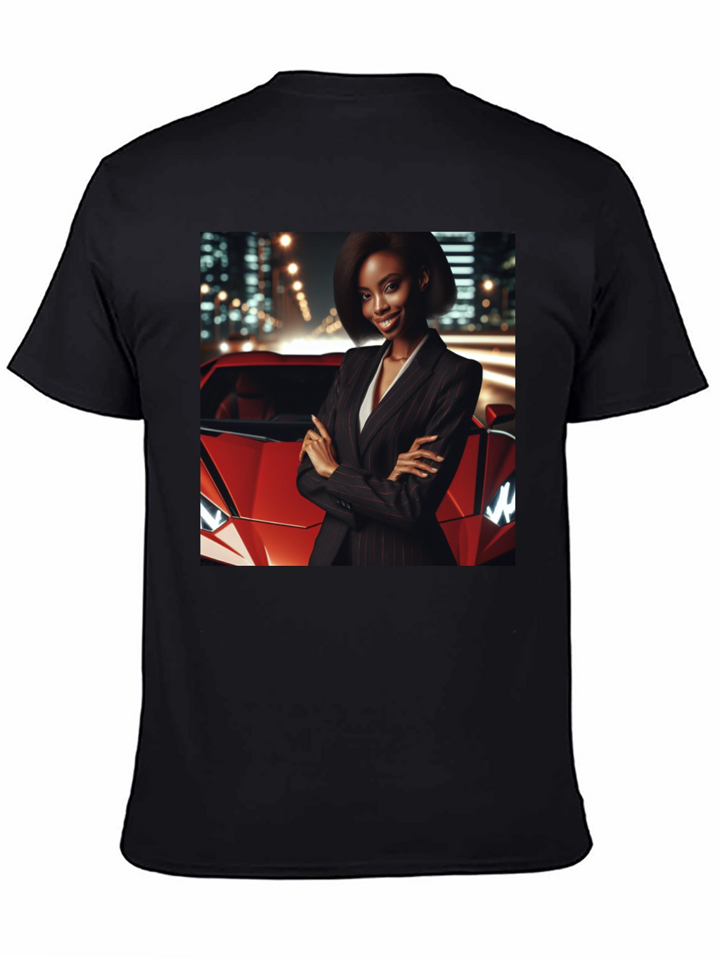 Modern Black T-Shirt with Striking Graphic Design