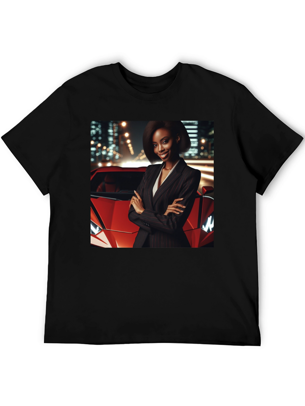 Modern Black T-Shirt with Striking Graphic Design