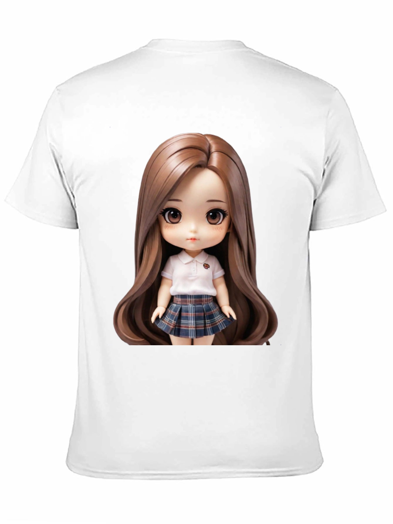 Anime Doll Graphic Print Black T-Shirt