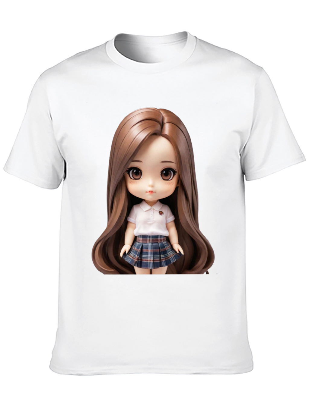 Anime Doll Graphic Print Black T-Shirt