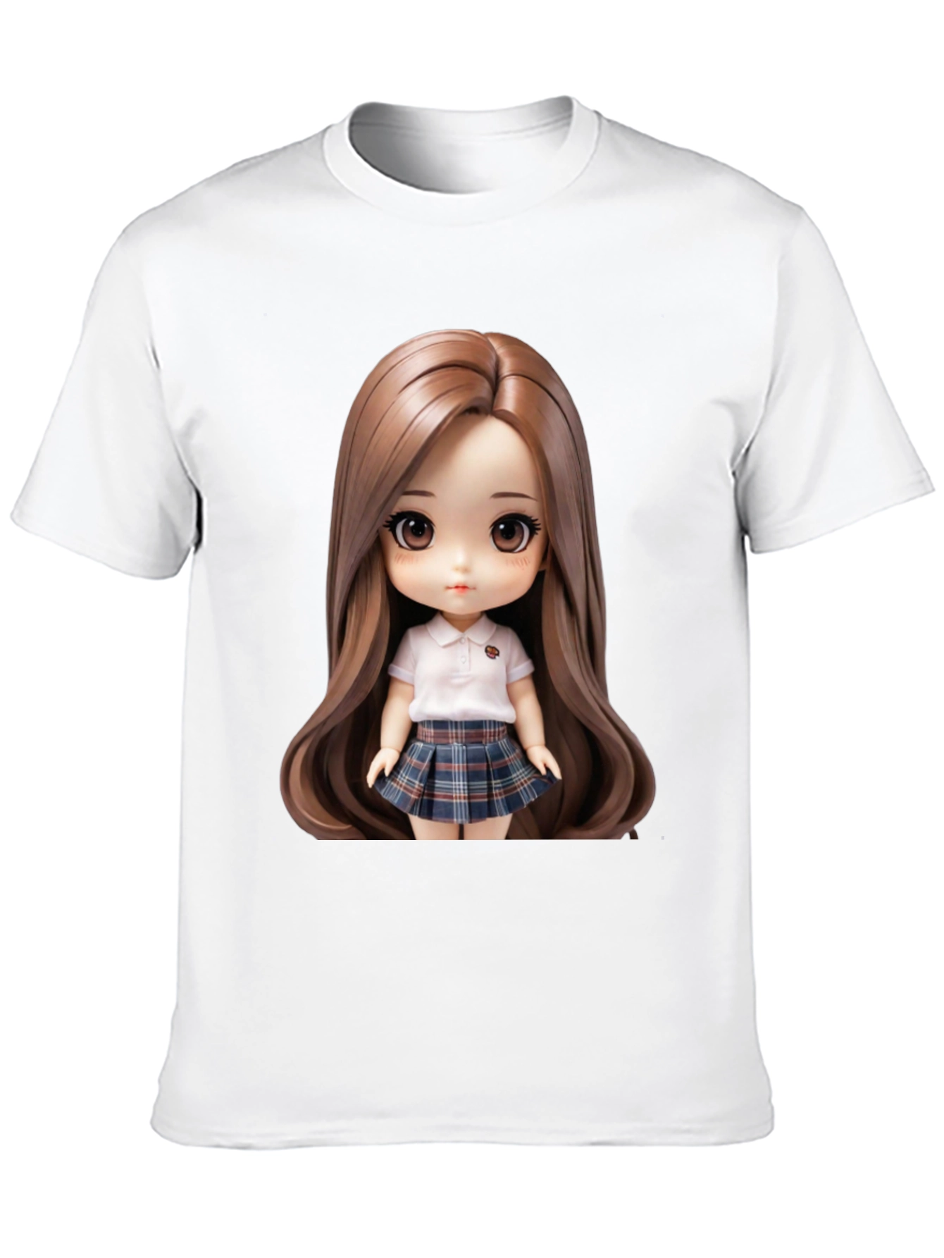 Anime Doll Graphic Print Black T-Shirt