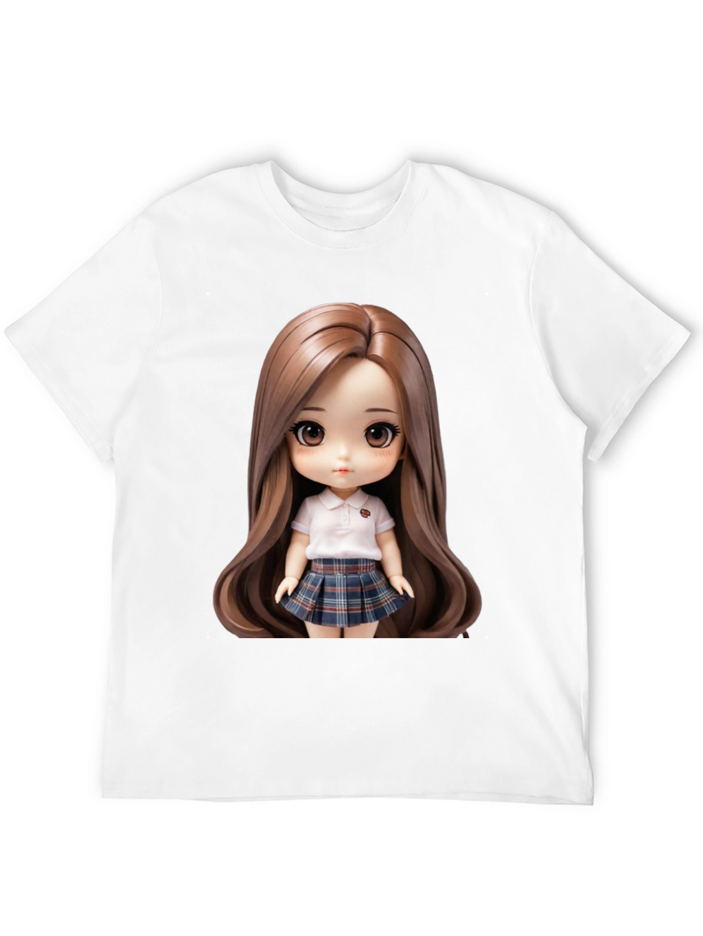 Anime Doll Graphic Print Black T-Shirt