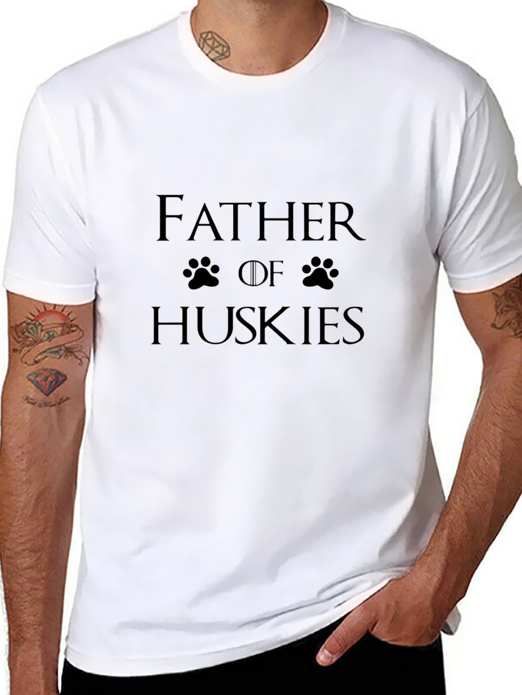 Father of Huskies Black T-Shirt