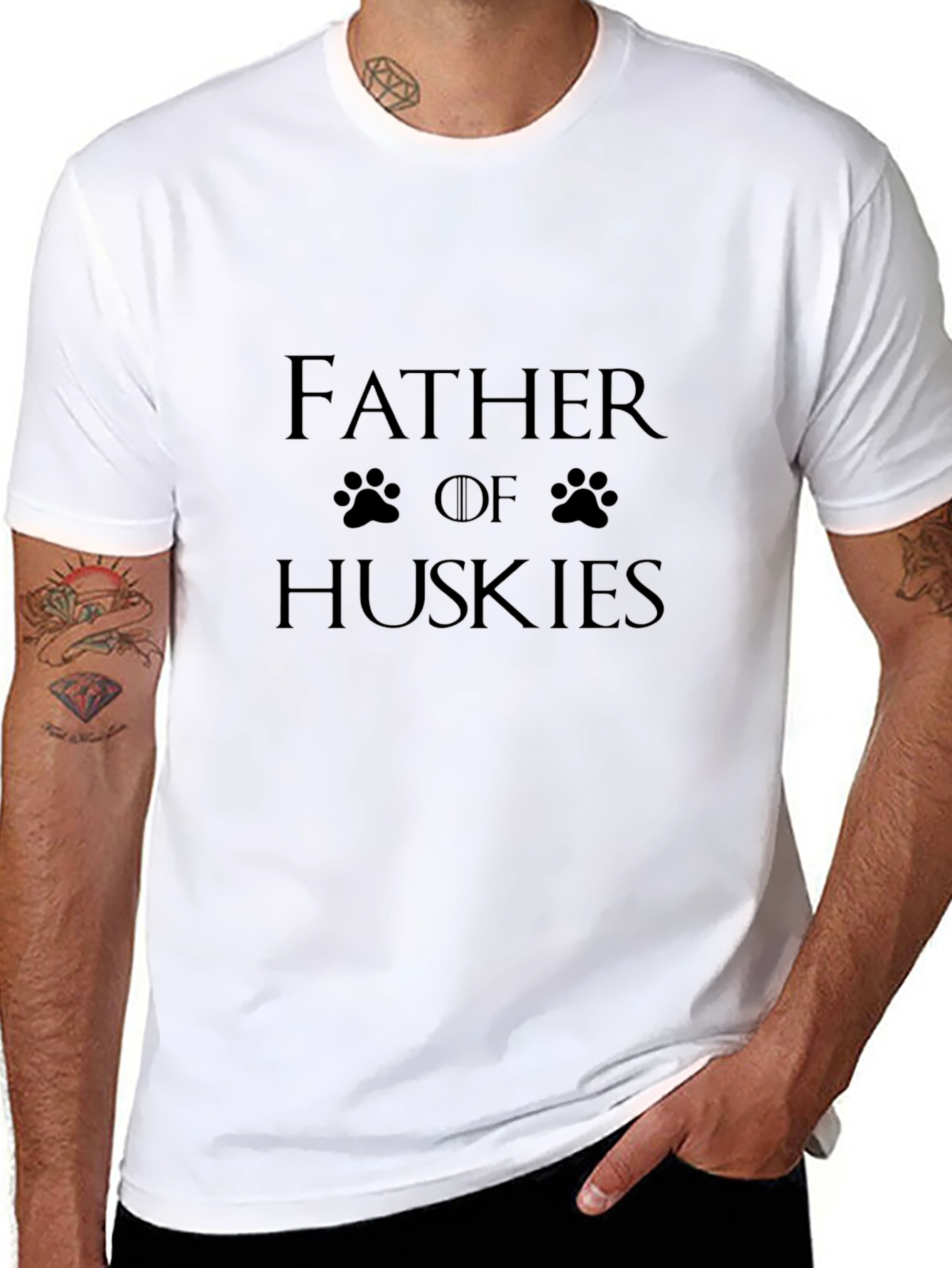 Father of Huskies Black T-Shirt
