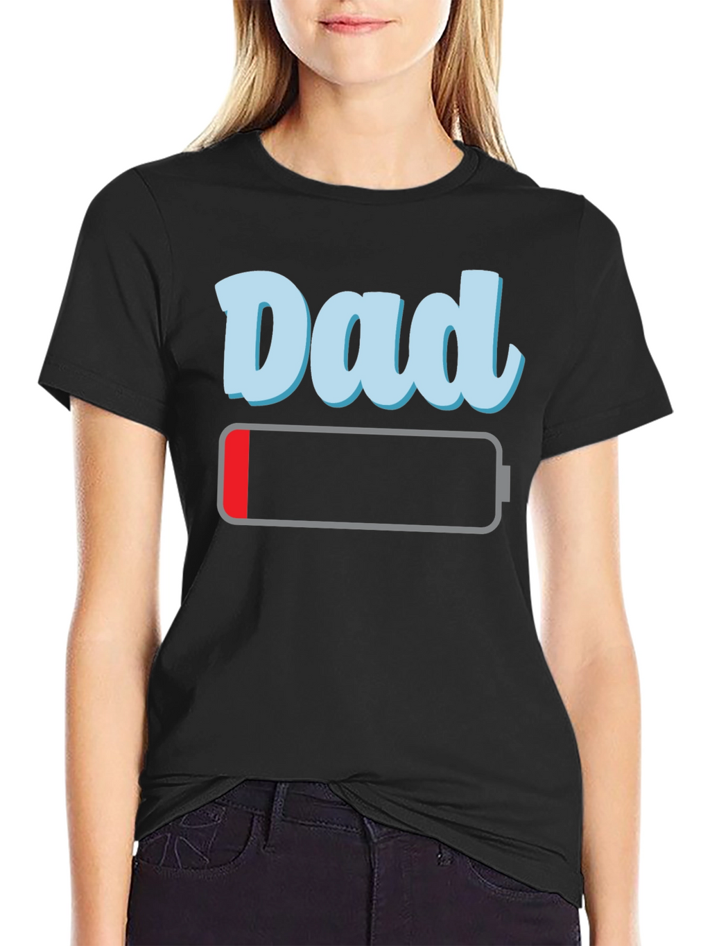 Dad Low Battery Graphic T-Shirt Funny Fathers Day Tee