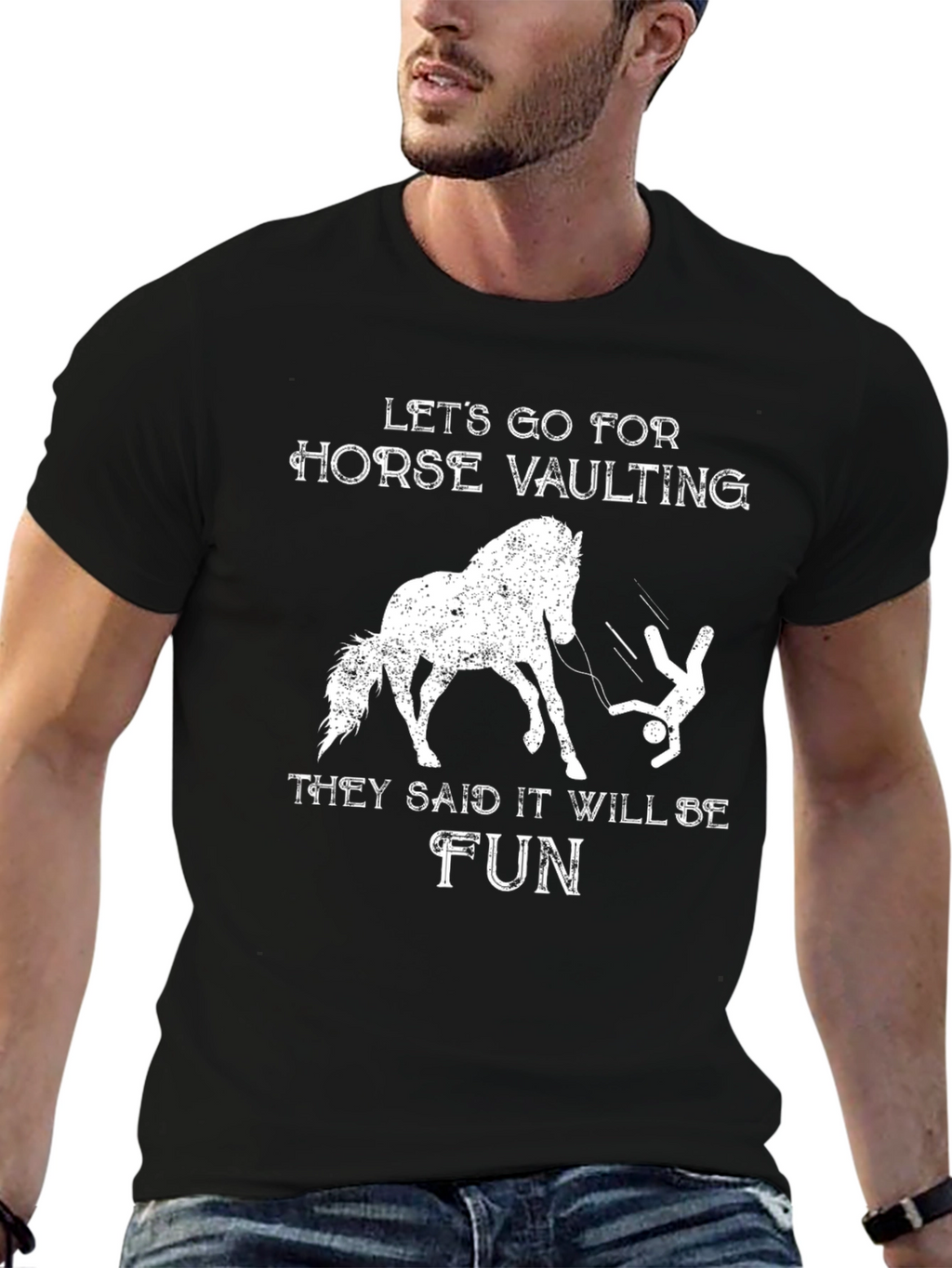 Horse Vaulting Fun T-Shirt - Black