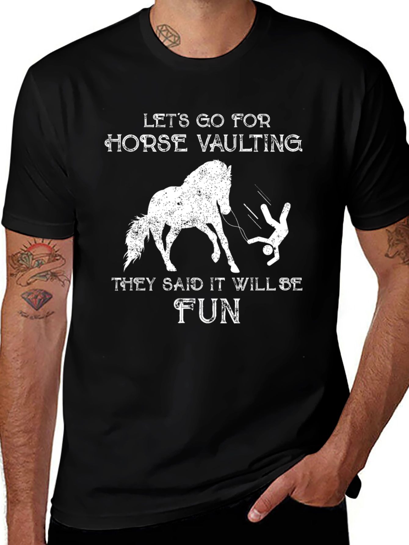 Horse Vaulting Fun T-Shirt - Black