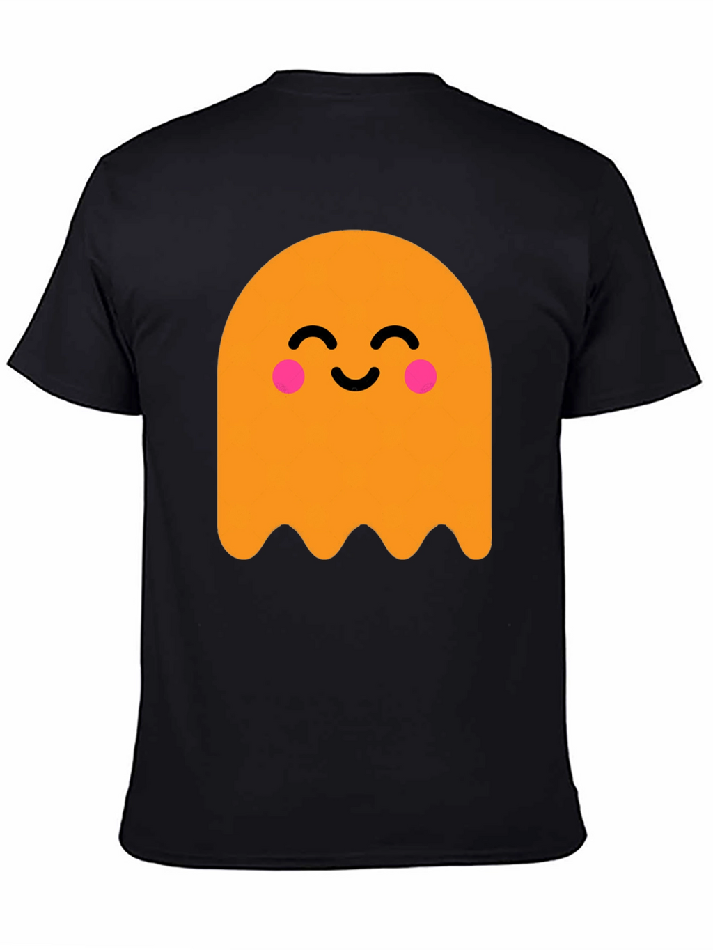 Cute Ghost Graphic Tee - Black Cotton T-Shirt