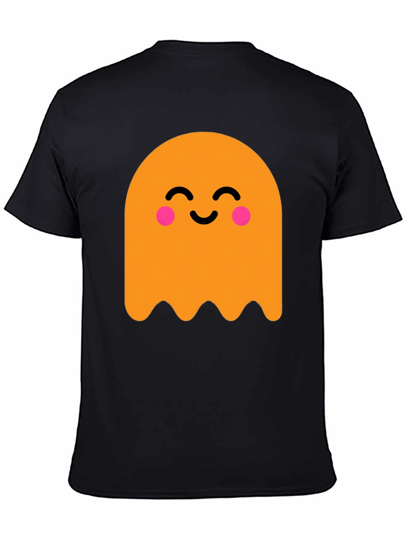 Cute Ghost Graphic Tee - Black Cotton T-Shirt