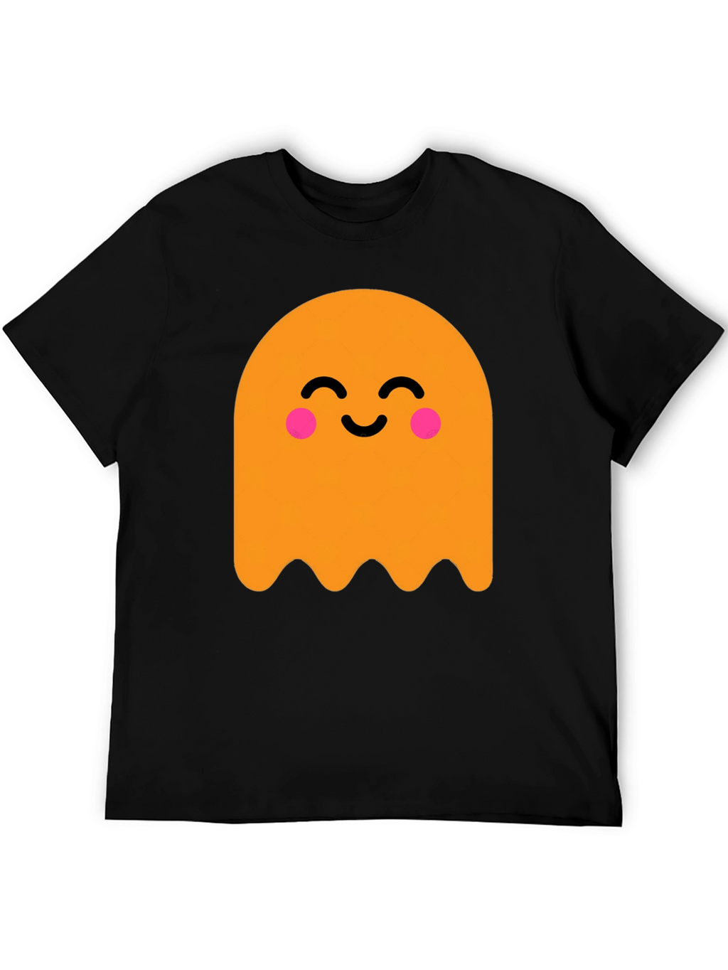Cute Ghost Graphic Tee - Black Cotton T-Shirt