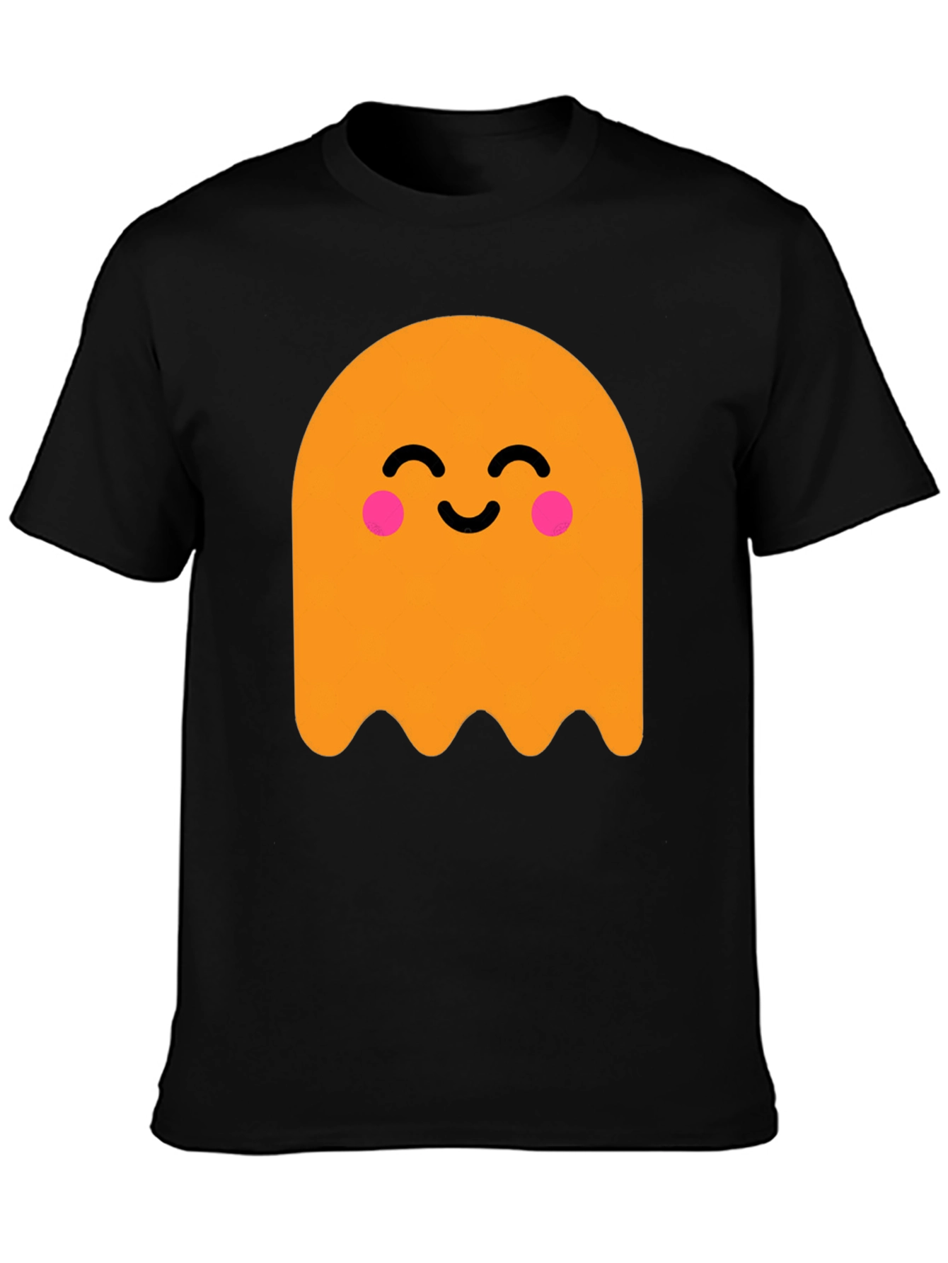 Cute Ghost Graphic Tee - Black Cotton T-Shirt