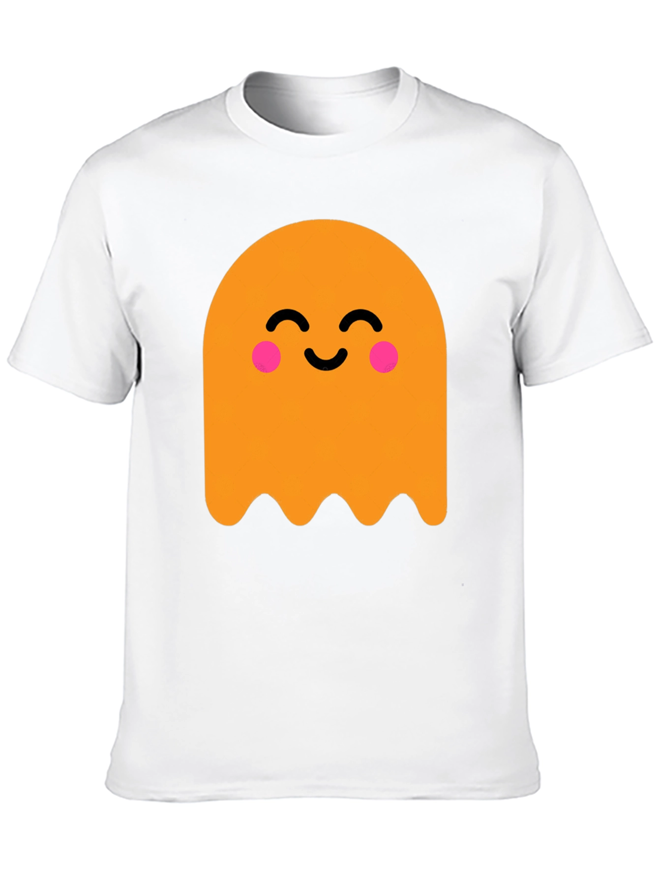 Cute Ghost Graphic Tee - Black Cotton T-Shirt