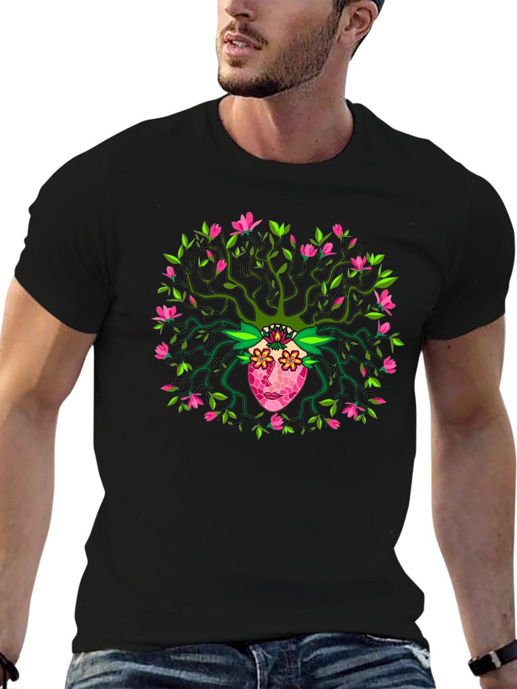 Nature Spirit Graphic Tee - Unique Artistic Design