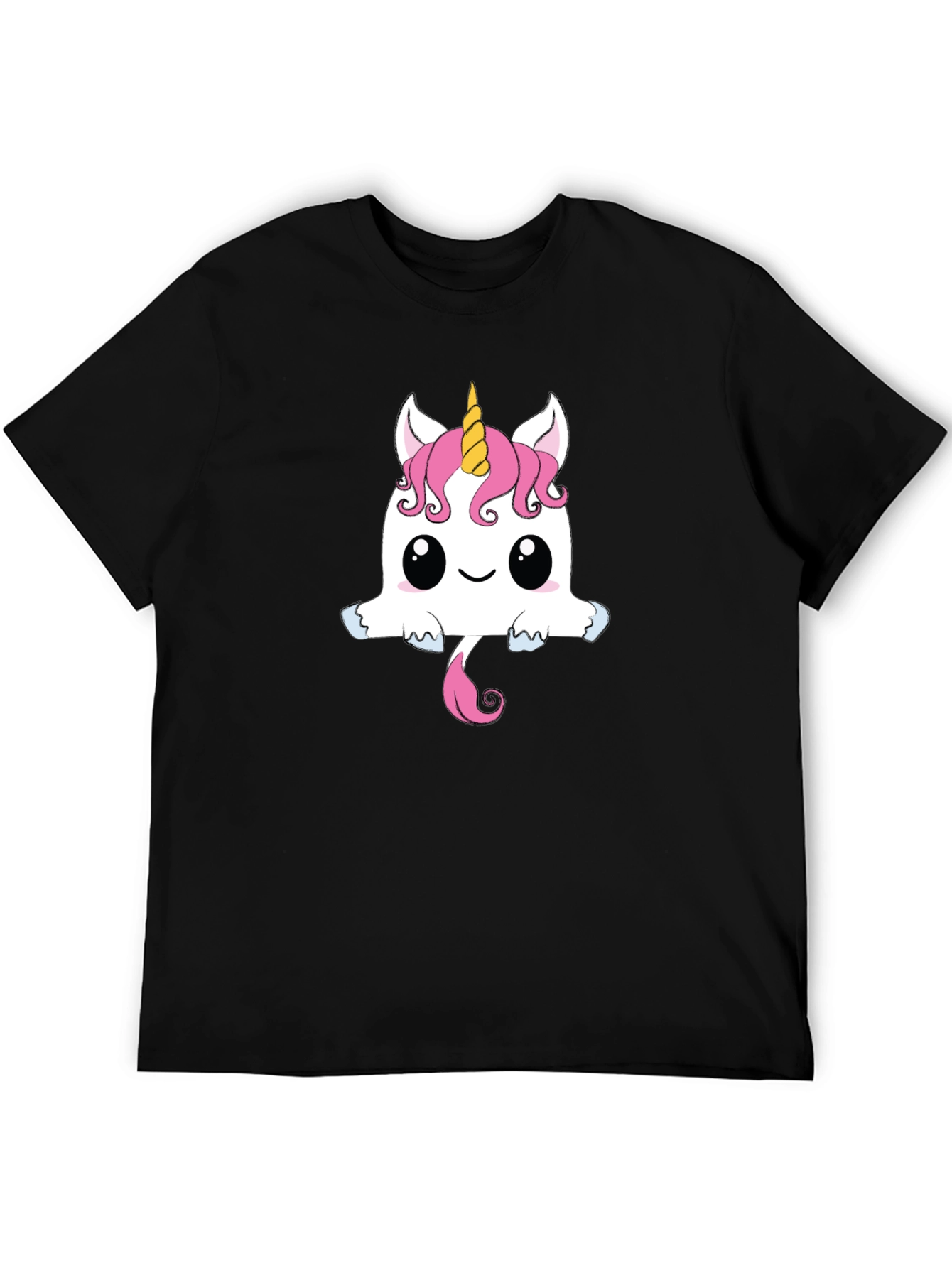 Cute Unicorn Graphic Tee - Black Cotton T-Shirt