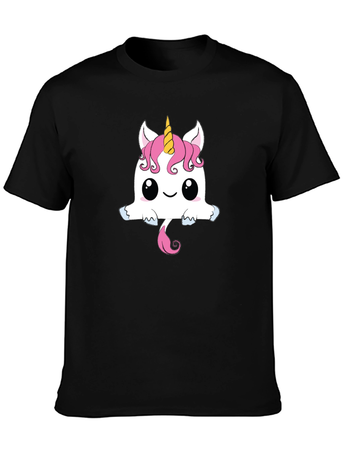 Cute Unicorn Graphic Tee - Black Cotton T-Shirt