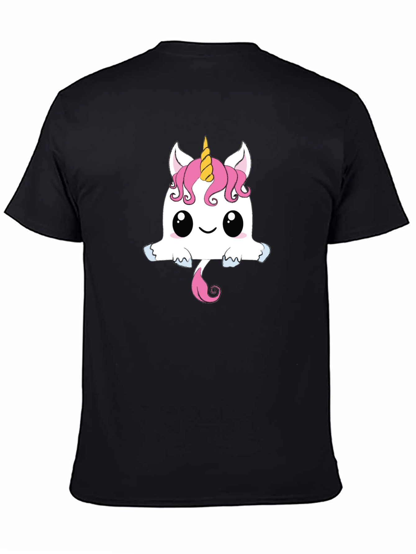 Cute Unicorn Graphic Tee - Black Cotton T-Shirt